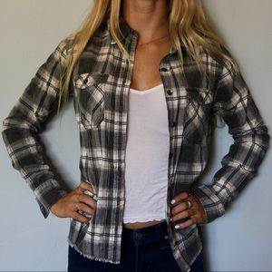 billabong soft grey flannel button-down shirt